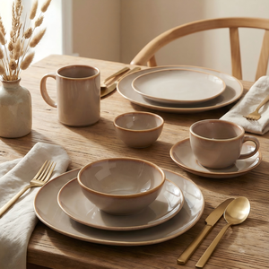 Set di Stoviglie in Ceramica di Lusso Retrò, Piatto per Bistecca, Piatto Creativo per Zuppa, Ciotola, Piatti e Ciotole in Ceramica - Product Image 1