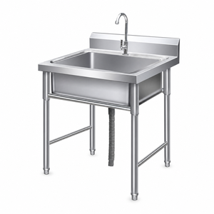 Fregadero Comercial de Acero Inoxidable de un Solo Tazón 201 SS, Lavabo de Pie para Restaurante, Hotel, Cocina y Catering - Product Image 1