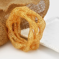 Bracelet en dentelle multi-couches de luxe pour femmes, surdimensionné, creux, plaqué or, tressé, bracelet de mariage, bijoux de fête