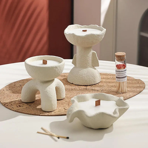 Velas de Soja <span class=keywords><strong>en</strong></span> Pilar de Cerámica Hechas a Mano, Portavelas de Cemento, Portavelas de Concreto, Decoración Artística Creativa y Ecológica para el Hogar - Product Image 5