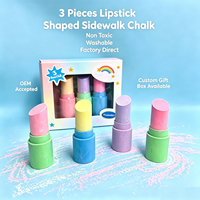 Craies de trottoir pour enfants, lot de 3, sans poussière, lavables, non toxiques, au sulfate de calcium, pour dessin sur la rue, pour garçons et filles