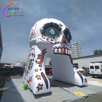 Arche Gonflable Géante en Forme de Crâne, Modèle d'Entrée Thème Jour des Morts pour Fête d'Halloween et Décoration de Festival