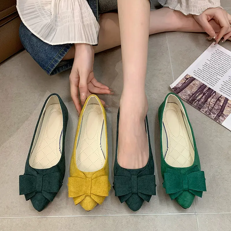 15 colors Elegant flat bow casual shoes pointed women's shoes 203