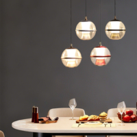 Luminaire suspendu LED en aluminium noir et acrylique, design géométrique artistique créatif nordique, hauteur réglable, pour café, bar, restaurant