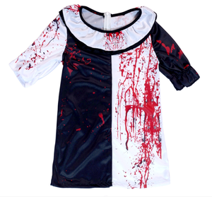 Costume de clown sanglant et déformé pour Halloween, maquillage noir et blanc pour spectacle de scène d'horreur, fournitures de vacances, enfants 80-140 cm - Product Image 1