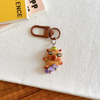 Dessin animé mignon 3D Capybara poupée porte-clés avec anneau porte-clés voiture clé sac accessoires pendentif créatif enfants cadeaux en gros