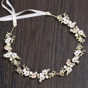 Silver Elegant Women's <strong>Bridal</strong> <strong>Hair</strong> <strong>Bands</strong> with Flower Crystal and Pearl Modern Birthday Prom Wedding Accessories - Product Image 5