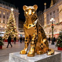 Sculpture d'animal léopard en résine peinte à la main, taille réelle, pour la décoration des zoos et des parcs, et comme cadeau d'affaires en fibre de verre