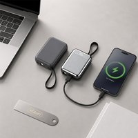 XTAURI Nouvelle batterie externe 22,5 W haute capacité 2-en-1 à charge rapide 10000 mAh avec 2 ports Type-C, en ABS, design portable