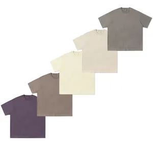 Fabrikant Groothandel Vintage Distressed T-Shirt Ronde Hals Losse Stijl Drop Shoulder Zuur Wassen Over Maat T-Shirt Mannen