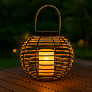 Kanlong 31.5*31.5*25cm Plastique Circulaire Vigne Led Lanterne Bougie À L'<span class=keywords><strong>intérieur</strong></span> Du Jardin <span class=keywords><strong>Solaire</strong></span> Rotin Lumière Lanterne - Product Image 2