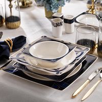 24-teiliges New Bone China Geschirrset mit Goldrand Spülmaschinenfest für Hotel- und Restaurantnutzung