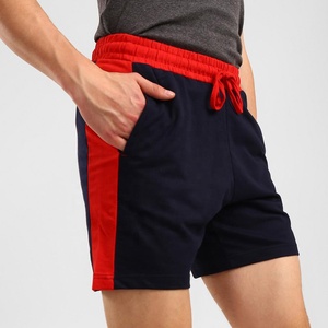 Shorts pour hommes, couleur marine et rouge, avec bande latérale, cordon de serrage à la taille, décontractés, athlétiques, pour l'entraînement - Product Image 1
