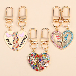 Portachiavi in lega a forma di cuore con strass di diamante alla moda piccolo regalo per buoni <span class=keywords><strong>amici</strong></span> migliori <span class=keywords><strong>amici</strong></span> coppie portachiavi - Product Image 1
