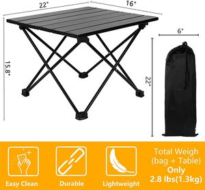 Table pliante de pique-nique d'extérieur, en bois et aluminium, portable, réglable, légère, pour le camping - Product Image 4