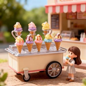Accesorios de escena pintados para casa de muñecas: Miniaturas de comida, modelos de simulación de helados y dulces - Product Image 1