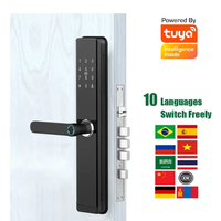 Serrure de porte intelligente avec déverrouillage par empreinte digitale et clé, contrôle via l'application Tuya, compatible Wi-Fi pour plusieurs types de portes