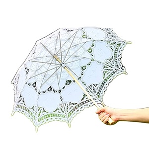 Parasol de mariage en dentelle blanche en gros, parasols en tissu pour mariage - Product Image 2