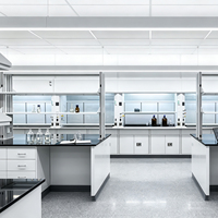 Meubles de laboratoire modulaires entièrement en acier, bancs de travail en îlot pour la chimie, la physique et la biotechnologie, tables murales de laboratoire avec support pour réactifs