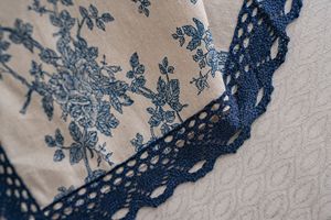 Rideaux en coton et <span class=keywords><strong>lin</strong></span> imprimés de roses bleues américaines modernes <span class=keywords><strong>Tissu</strong></span> semi-occultant Design perforé pour la maison Salon Été - Product Image 6