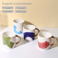 Vente en gros nordique personnalisé fantaisie peinture à la main toile Texture vacances tasses tasse à café tasse en céramique avec logo pour les filles