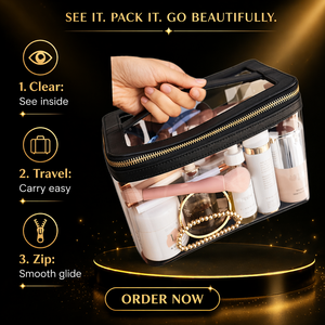 Toiletry <b>Case</b> with Zipper Made of Clear PVC Solid Printed Design Waterproof Factory Custom Transparent <b>Makeup</b> Bag - Product Image 1