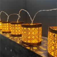 Bougie en rotin de style vintage, lampes solaires à led pour l'extérieur, lanterne en osier artisanale, lampe de jardin décorative