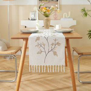 Amz Trang Trí Nội Thất Mới Đơn Giản Bông Khăn Trải Bàn Thêu Lá Jacquard Hoa Tua Dệt Kim Kỹ Thuật Hộ Gia Đình - Product Image 6