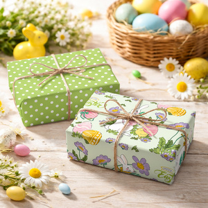 Colored flower <b>pattern</b> Easter gift wrapping <b>paper</b> Cartoon rabbit green polka dot gift wrapping <b>paper</b> Customizable - Product Image 2