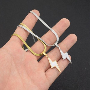 2026 Hot Selling Simple Light Luxury Lightning Pendant Necklace <b>Titanium</b> Steel Unisex's Necklaces Fashion Jewelry Wholesale - Product Image 1