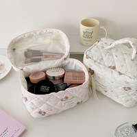 Trousse de maquillage portable grande capacité motif ours de dessin animé mignon, pochette de rangement pour étudiants, trousse de toilette de voyage, organiseur de crayons