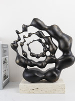 Sculpture d'art abstrait minimaliste moderne, ornement décoratif pour la maison, objet de décoration pour le salon, le bureau, l'atelier, artisanat en métal et marbre