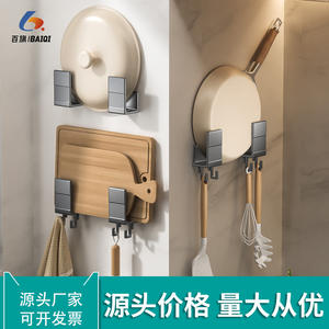 ชั้นวางฝาหม้อสแตนเลสแบบติดผนังพร้อมตะขอสำหรับจัดเก็บในครัวรูปทรงสี่เหลี่ยมผืนผ้าดีไซน์อเนกประสงค์ - Product Image 5