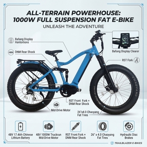 Vélo électrique tout-terrain personnalisable <span class=keywords><strong>1000W</strong></span> à <span class=keywords><strong>moteur</strong></span> central, pneus larges, 48V 17.4Ah, suspension intégrale 4 points - Product Image 6
