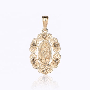 Vendita Diretta dalla Fabbrica, Raffinato Ciondolo <span class=keywords><strong>Madonna</strong></span> Rosa in Oro - Product Image 1