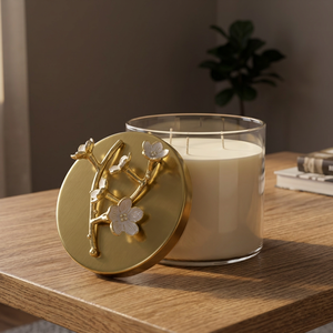 Luxury <b>Glass</b> Scented <b>Candle</b> with Electroplated Decorative Metal Lid Handmade Aromatherapy <b>Jar</b> for Home Decor Christmas Gift - Product Image 3