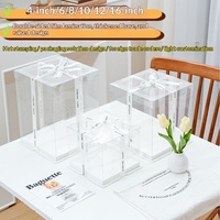 Grande boîte à gâteau transparente de qualité alimentaire, de forme carrée, avec estampage à chaud, 4 pouces, 6 pouces, 8 pouces, pour anniversaire
