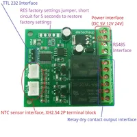 Módulo de E/S Remoto Modbus RTU Analógico Digital RS485 RS232 (TTL) con Relé NTC 2AI-2DO, Entrada de Temperatura, Salida de Relé, Placa NTROA02