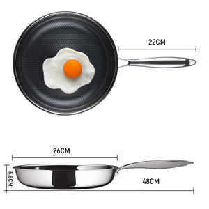 Poêle à frire hybride en acier inoxydable 18/8 avec revêtement antiadhésif alvéolé, batterie de cuisine 5 couches, compatible four jusqu'à 260°C ° C pour tous les types de cuisinières - Product Image 6