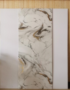 Panneaux décoratifs <span class=keywords><strong>de</strong></span> salle <span class=keywords><strong>de</strong></span> bain 3D gris avec motif doré, imperméables - Product Image 3