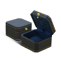 Caja de Joyería Octogonal Vintage de Lujo Personalizada, Caja de Empaque para Anillos y Colgantes con Borde de Papel de Oro
