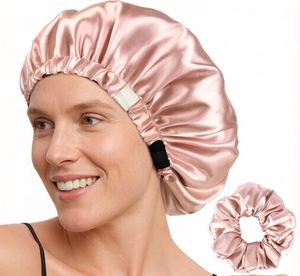 Gorro de Dormir Largo de Satén para Mujer, Gorro de Seda de Morera 100% de Alta Calidad para el Cabello - Product Image 1