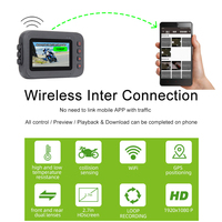 Boîtier étanche du fabricant, accessoires de moto à double objectif, caméra DVR 1080P, caméra de moto WIFI, caméra de bord