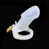 Castidad masculina de silicona Cerraduras Pene Cage Consolador para hombres Dick Lock Sex Toy Consolador de plástico jaula bloqueable