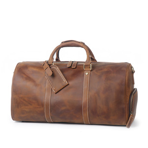 Bolsa de Viaje Vintage de Cuero Genuino con Compartimento para Zapatos, Bolsa de Lona de Cuero Crazy Horse para Hombre - Product Image 5