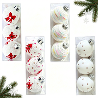 Ensemble de décorations de Noël modernes et minimalistes en plastique floqué, peintes au fil de soie, pour 2026 – Boules de Noël pour l'arbre