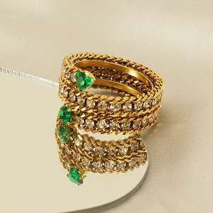 <span class=keywords><strong>2023</strong></span> nouvel acier inoxydable transfrontalier 18K or ensemble zircon <span class=keywords><strong>bague</strong></span> en diamant ins niche design premium sens anneau - Product Image 4