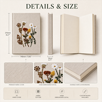 Cuaderno de Tapa Dura con Tela de Lino Bordada Personalizada, A5/A6, 100 Hojas, Cosido con Hilo, Cuaderno Floral Personalizado para Regalo