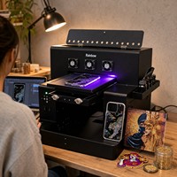 Impresora UV de Cama Plana 32*50cm, Máquina de Impresión con Efecto de Purpurina, Barniz UV Localizado, Efecto Arcoíris con un Clic, PS Channel, A3
