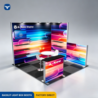 Stand d'exposition modulaire portable 10x10 avec éclairage LED et toile en tissu sublimé pour publicité, exposition et salon professionnel